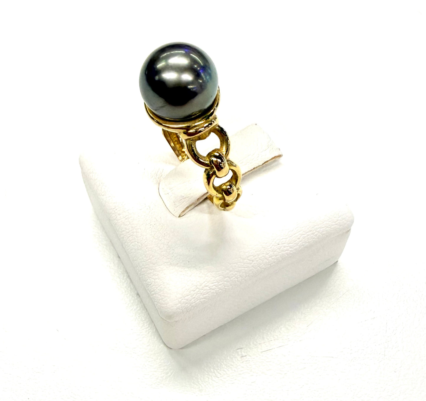 Bague perle Tahiti en or jaune 18k Taille-50