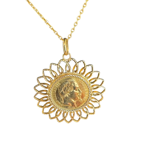 Pendentif pièce en Or Jaune 18k 10,50grs