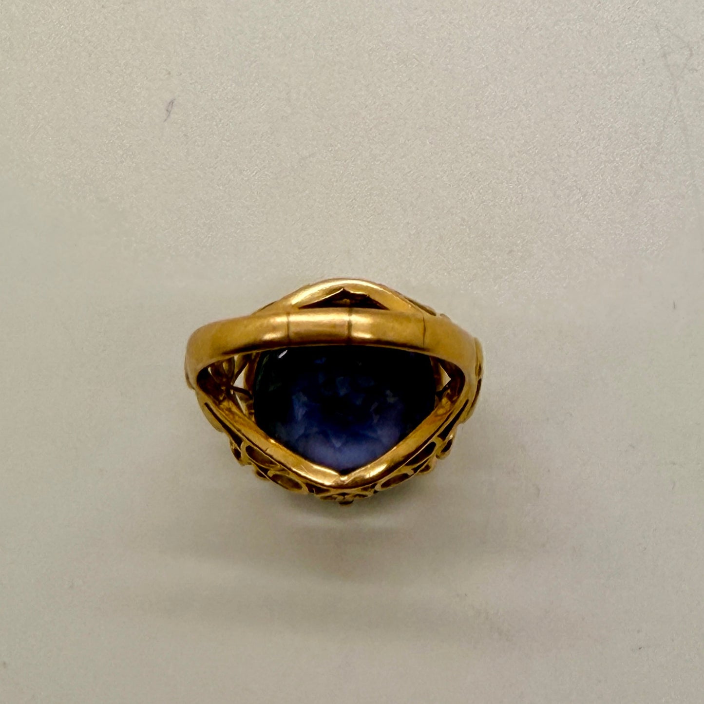 Bague Tank en Or Jaune avec Améthyste 18K Taille- 53