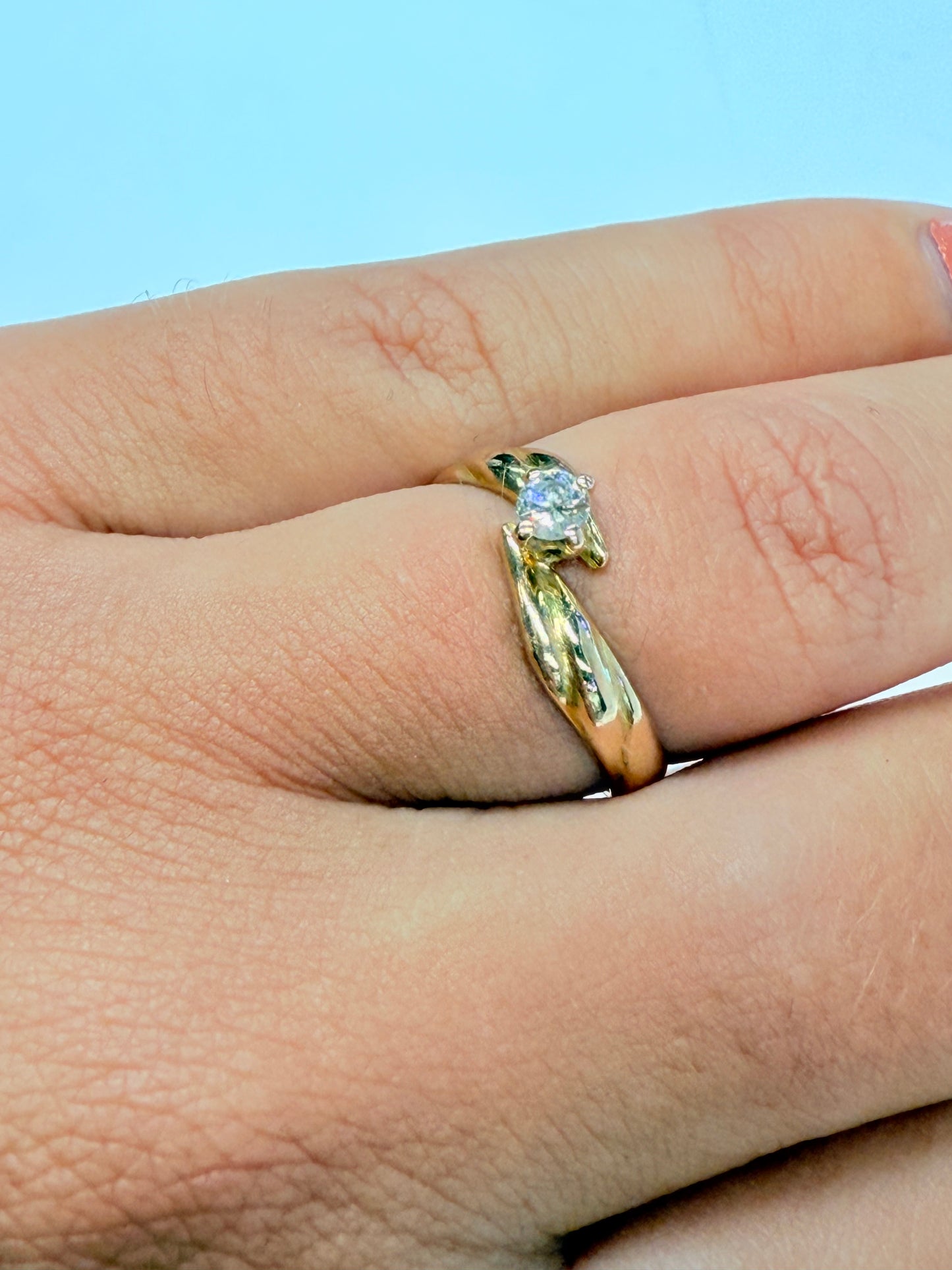 Solitaire en diamant en or jaune 18k Taille-54