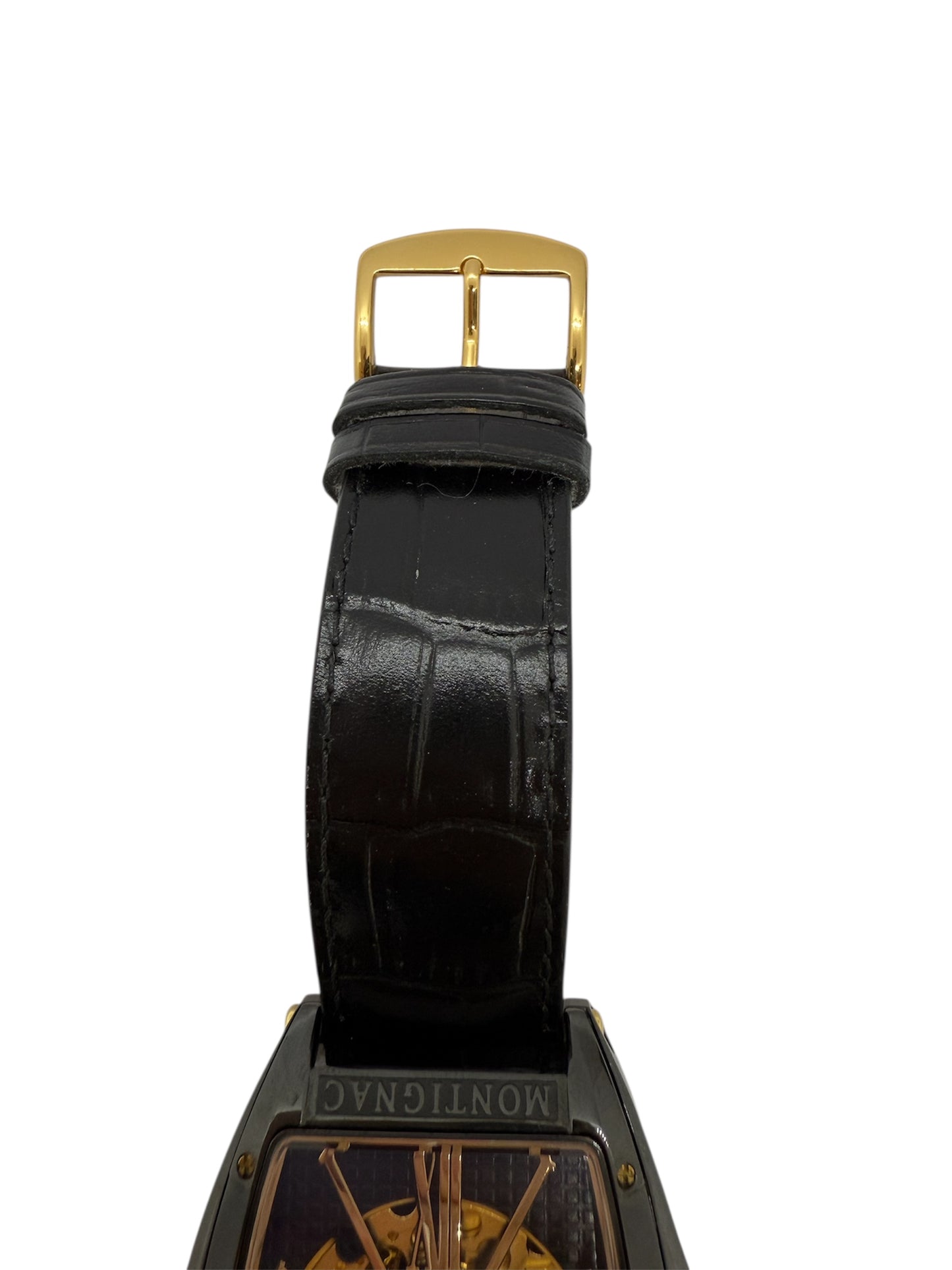 Montre Montignac Tonneau Automatique Cuir Noir 2024