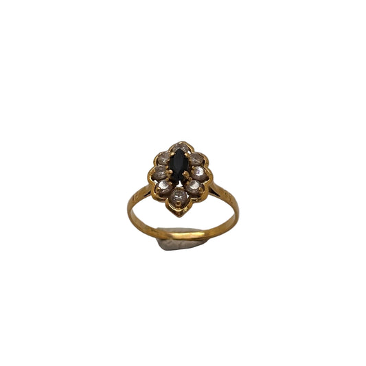 Bague Marguerite Or Jaune 18K Saphir et Zirconium 2.48 Grs - Taille 50