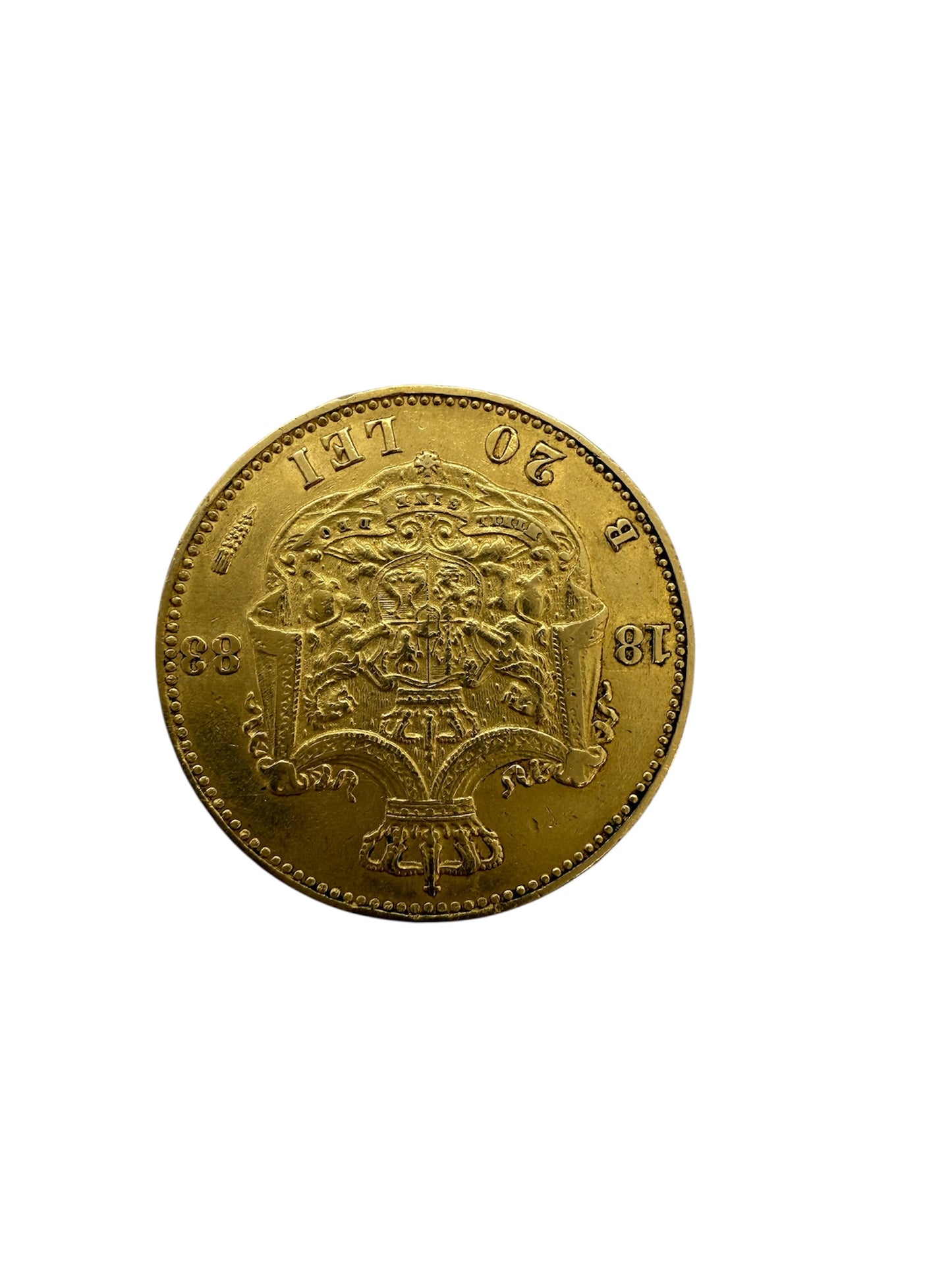 Pièce rare en or 20 lei de Roumanie (1883-1890) 6.42 Gr