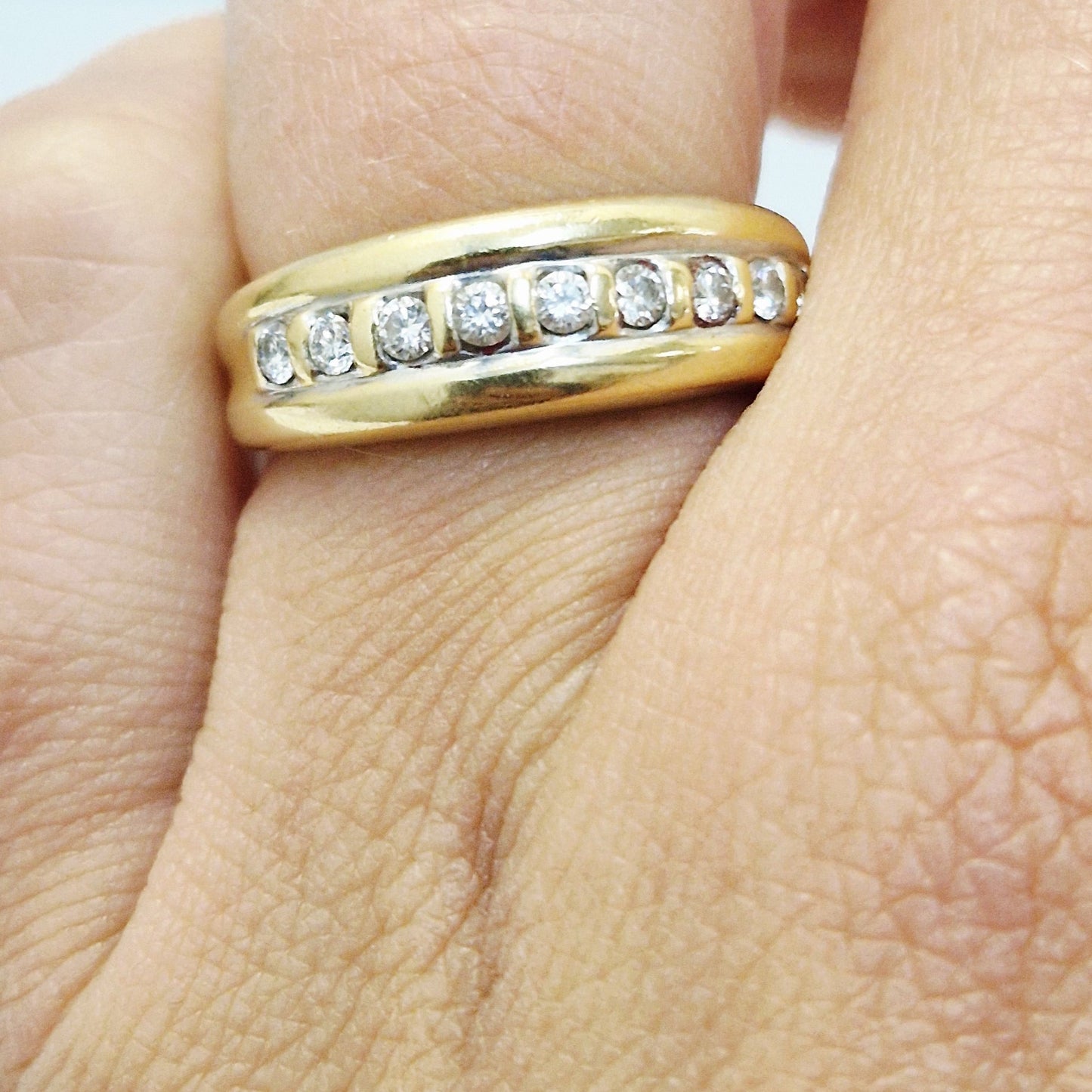 Bague Demi Tour Or Jaune 18K avec Diamants 3.03 Grs - Taille  52