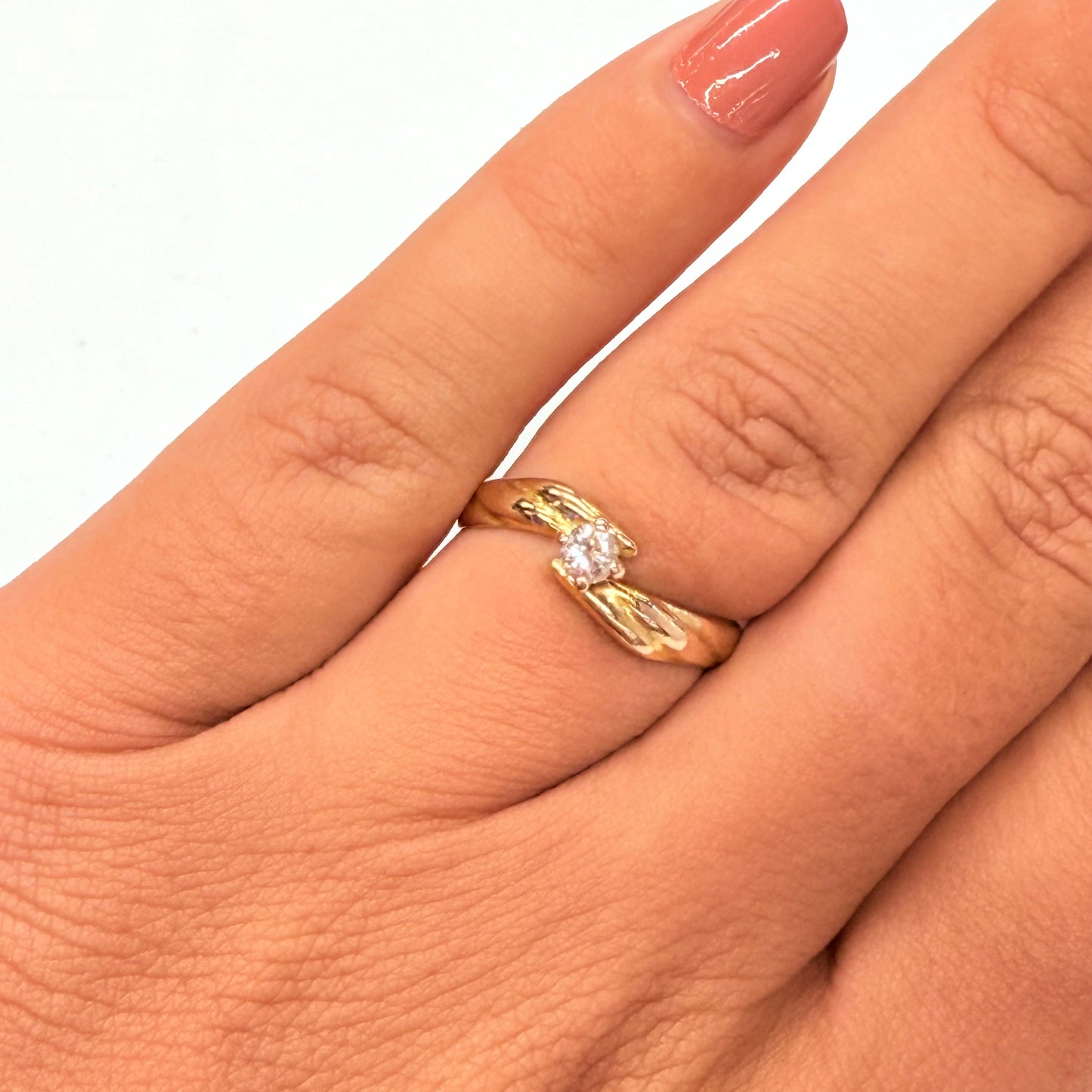Solitaire en diamant en or jaune 18k Taille-54