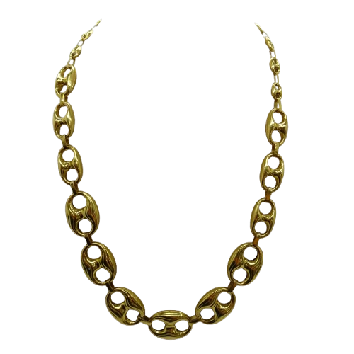 Collier or maille grain de café