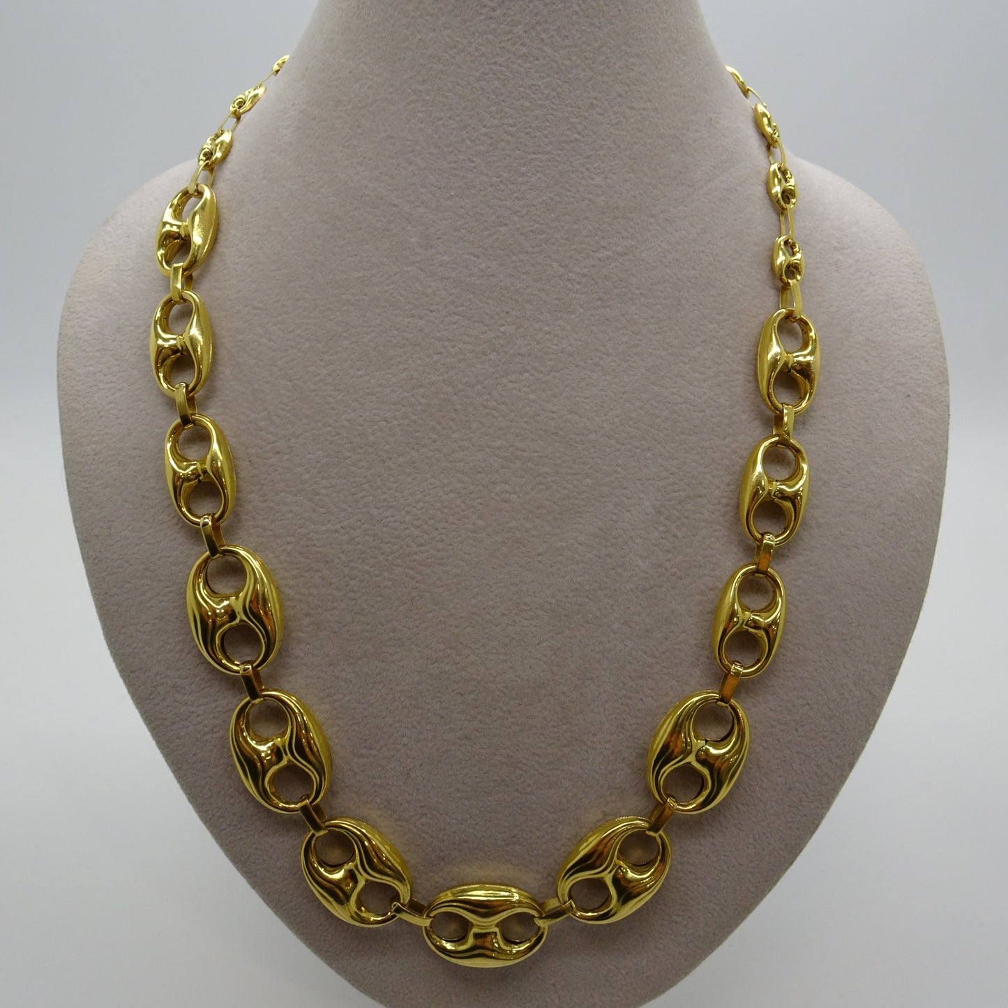 Collier or maille grain de café