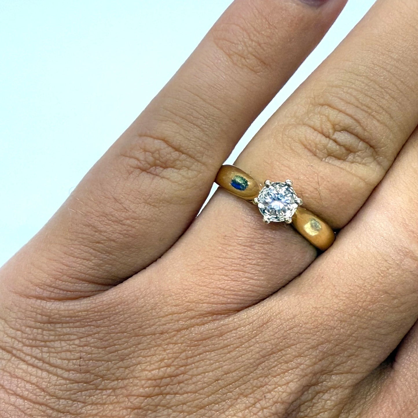 Solitaire en Or Jaune 18k Taille-53