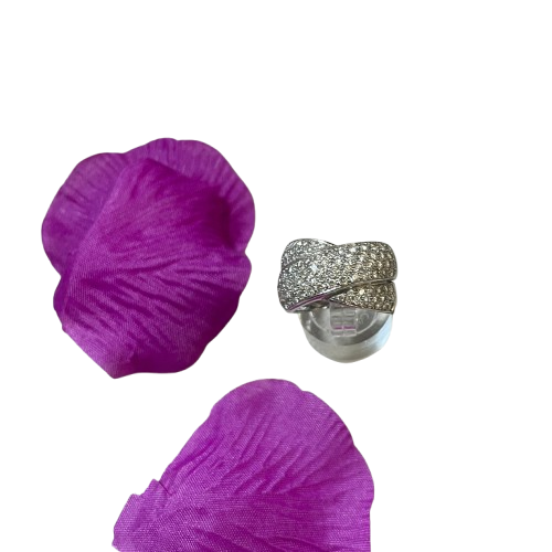 Bague Croisée en Or Blanc avec Diamants 18 Carats - 10.12 Grs
