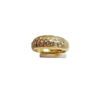 Bague Demi Tour Or Jaune 18K avec Diamants 6.78 Grs - Taille 55