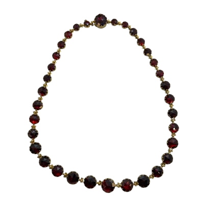 Collier en Or Jaune 18 Carats et Grenats – 40,4 Grs