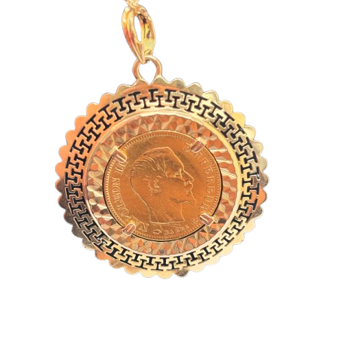 Pendentif porte-pièce en or jaune 18k et 22k 6.71 Grs