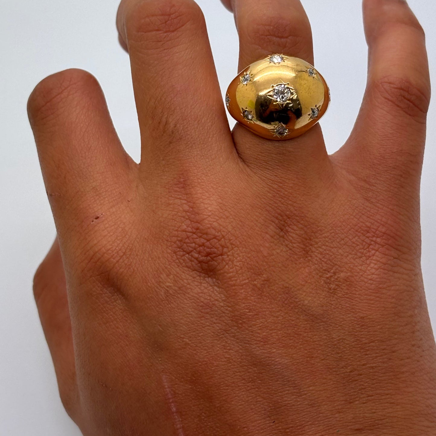 Chevalière en or 18K avec diamants Taille-53