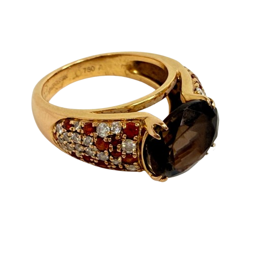 Bague en or jaune avec diamants et rubis  18 K - 6.5 Grs