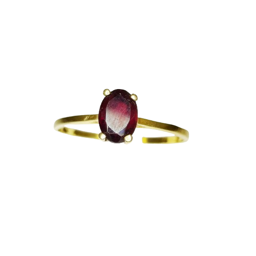 Bague en or jaune 18 carats avec grenat – T 58