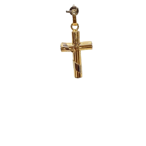 Pendentif Croix en Or Jaune et Blanc 18k Poids - 3.68 Grs