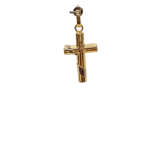Pendentif Croix en Or Jaune et Blanc 18k Poids - 3.68 Grs
