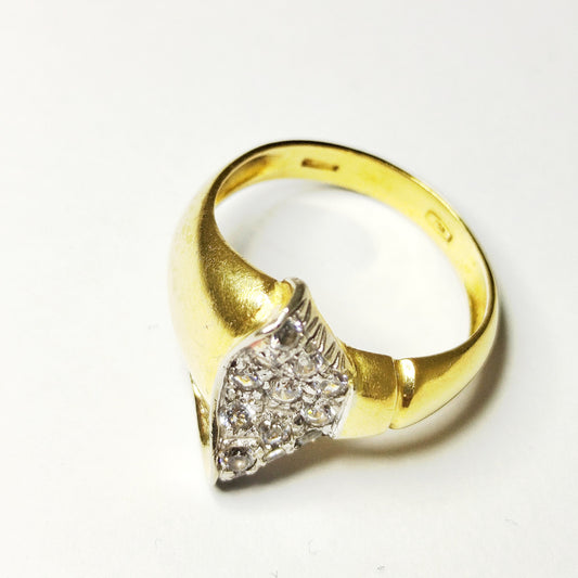 Bague Jonc en or jaune 18K avec oxyde de zirconium - T 57