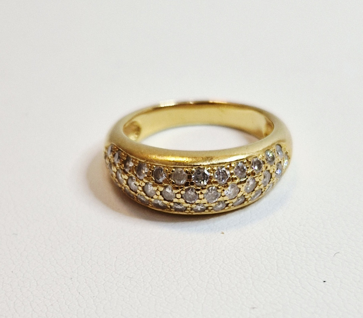 Bague Demi Tour Or Jaune 18K avec Diamants 6.78 Grs - Taille 55