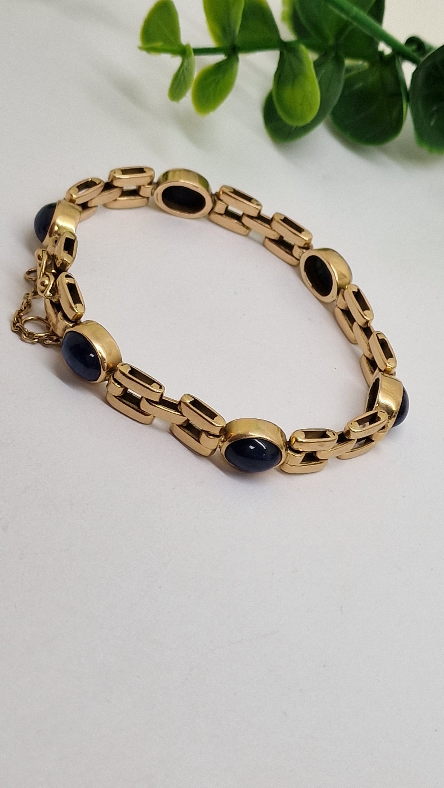 Bracelet Maillon Fantaisie en Or Jaune 18K avec Saphirs