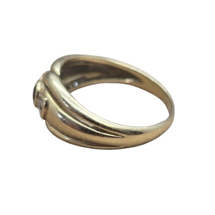 Bague Jonc Or Jaune 750/1000 avec Oxyde Zirconium Bleu Nuit - 3.26 Grs