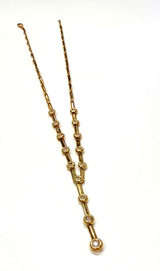 Collier Rivière Diamants Or Jaune 18K 10.86 Grs