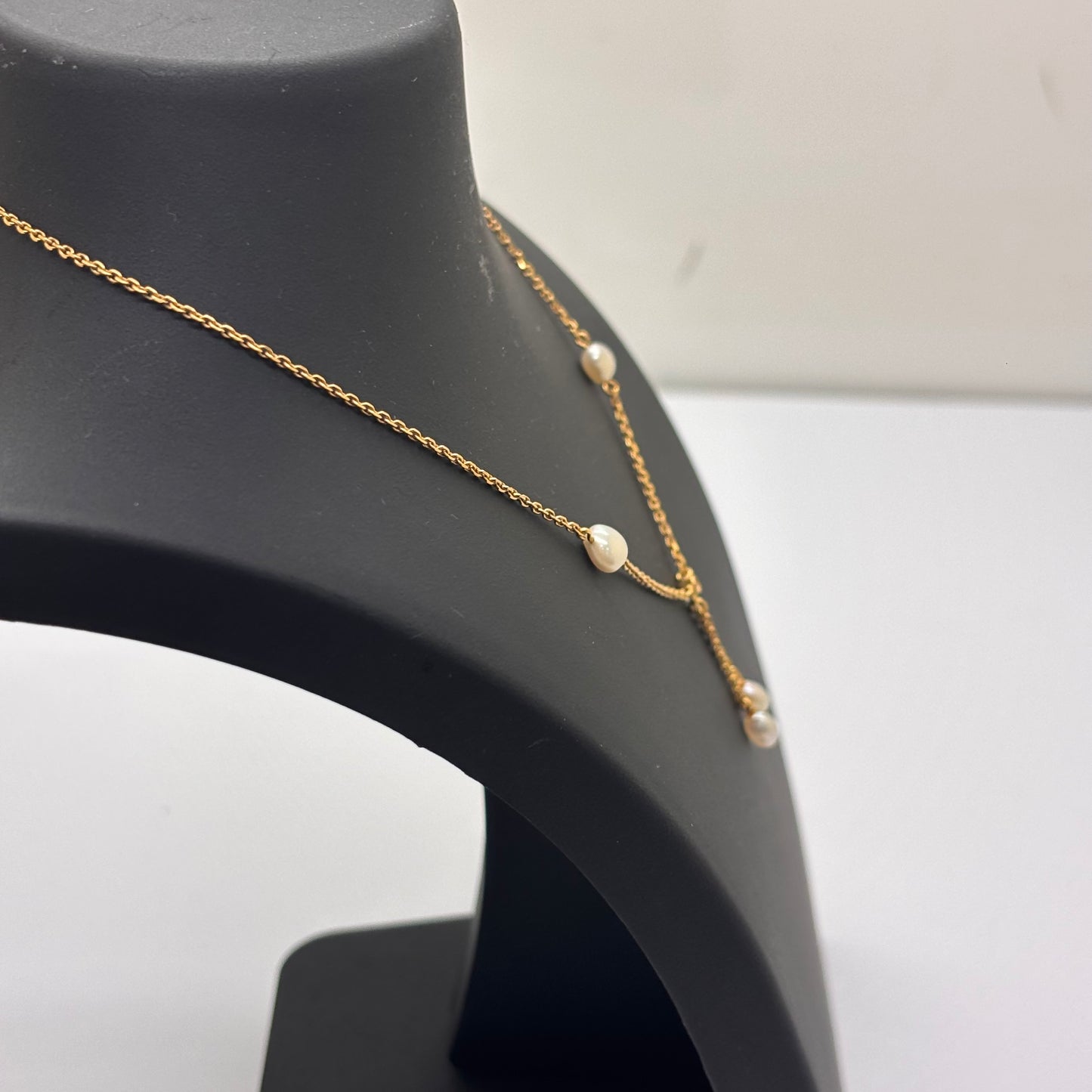 Collier Princesse Or Jaune 18K Diamants Perles - 3.32 Grs