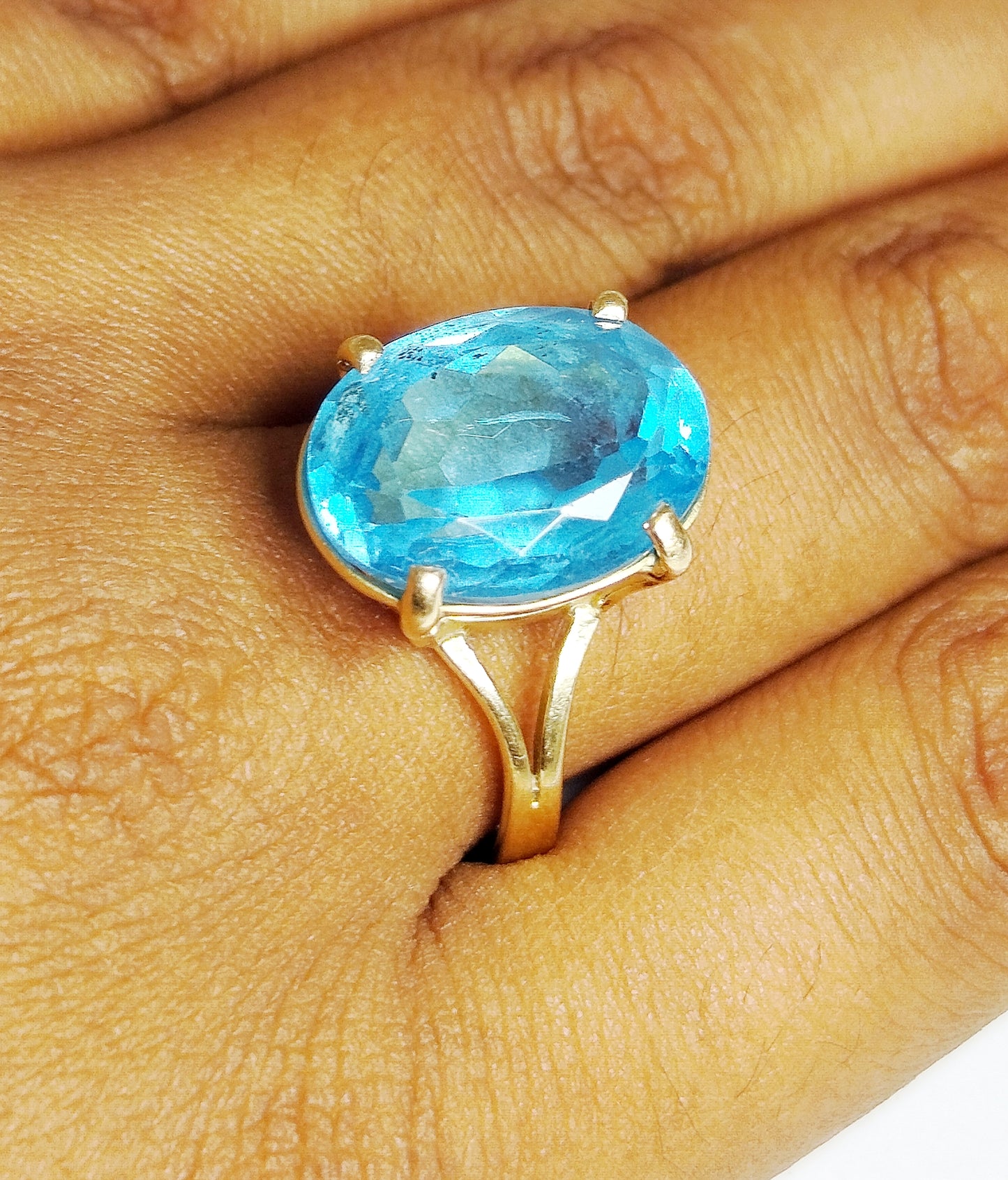 Bague en Or Jaune 18 Carats avec Topaze – Taille 63