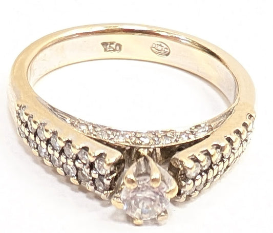Bague Solitaire Or Blanc 18K  4.95 Grs - Taille 54