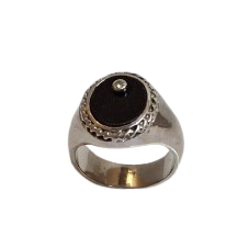 Chevalière homme en or 750 avec diamant et onyx