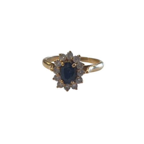 Bague marguerite en or jaune 18 K avec Oxyde de zirconium - T 51