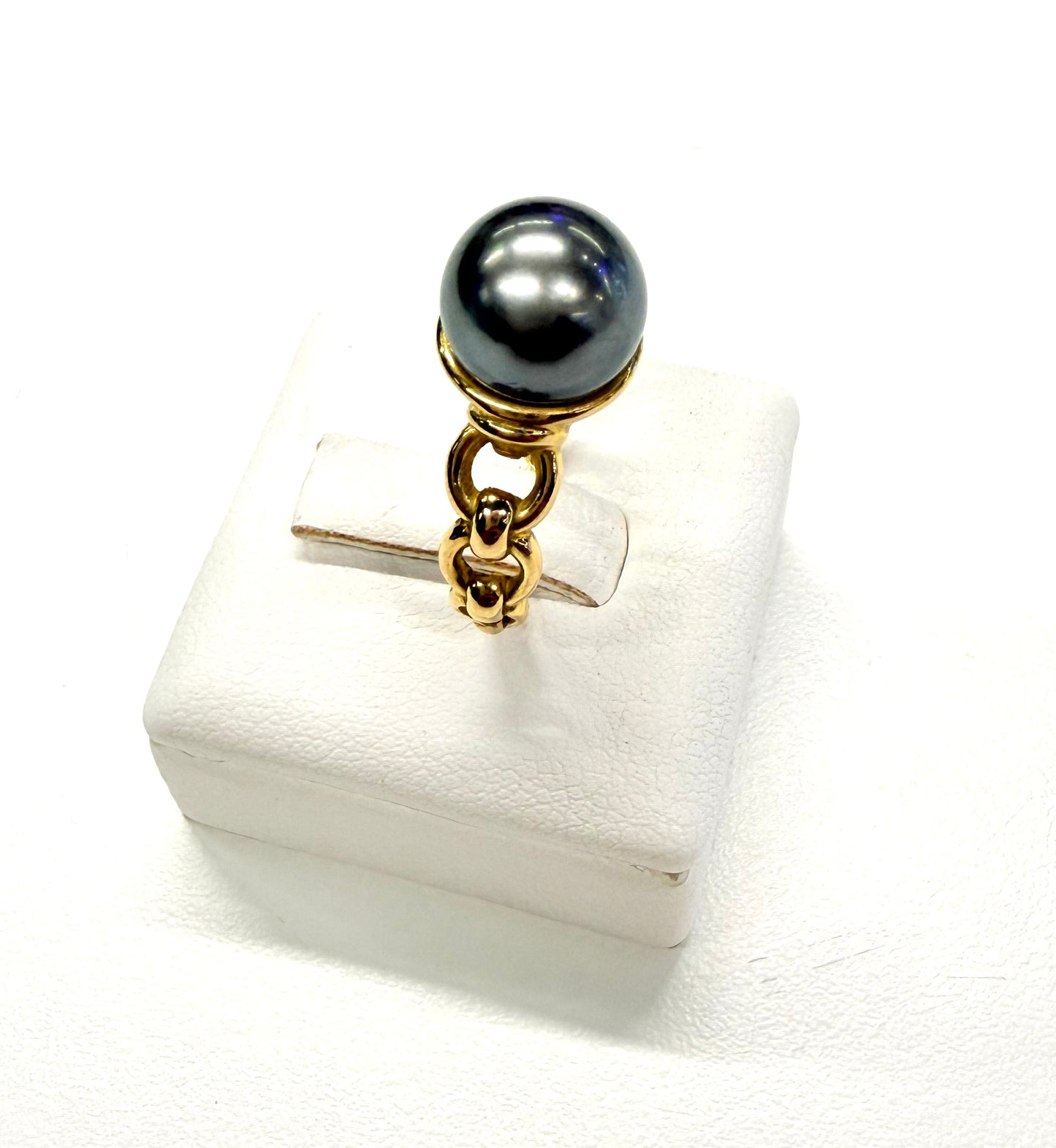 Bague perle Tahiti en or jaune 18k Taille-50