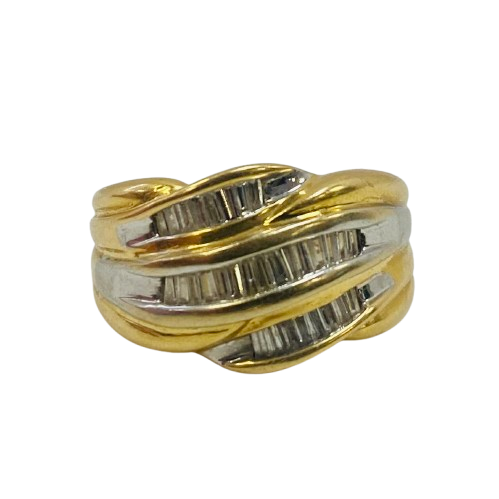 Bague en or jaune et blanc avec 10 diamants - T 54