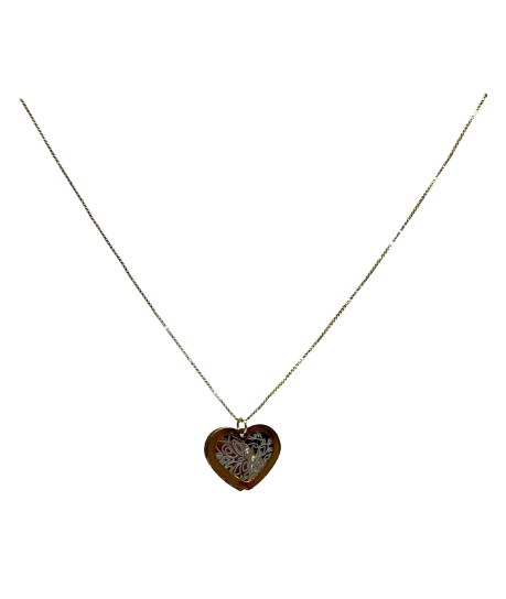 Collier Coeur en Or Jaune et Blanc 18k 1.92 Grs