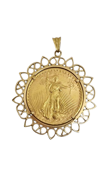 Pendentif Porte Pièce en Or Jaune 18K 48.63 Grs