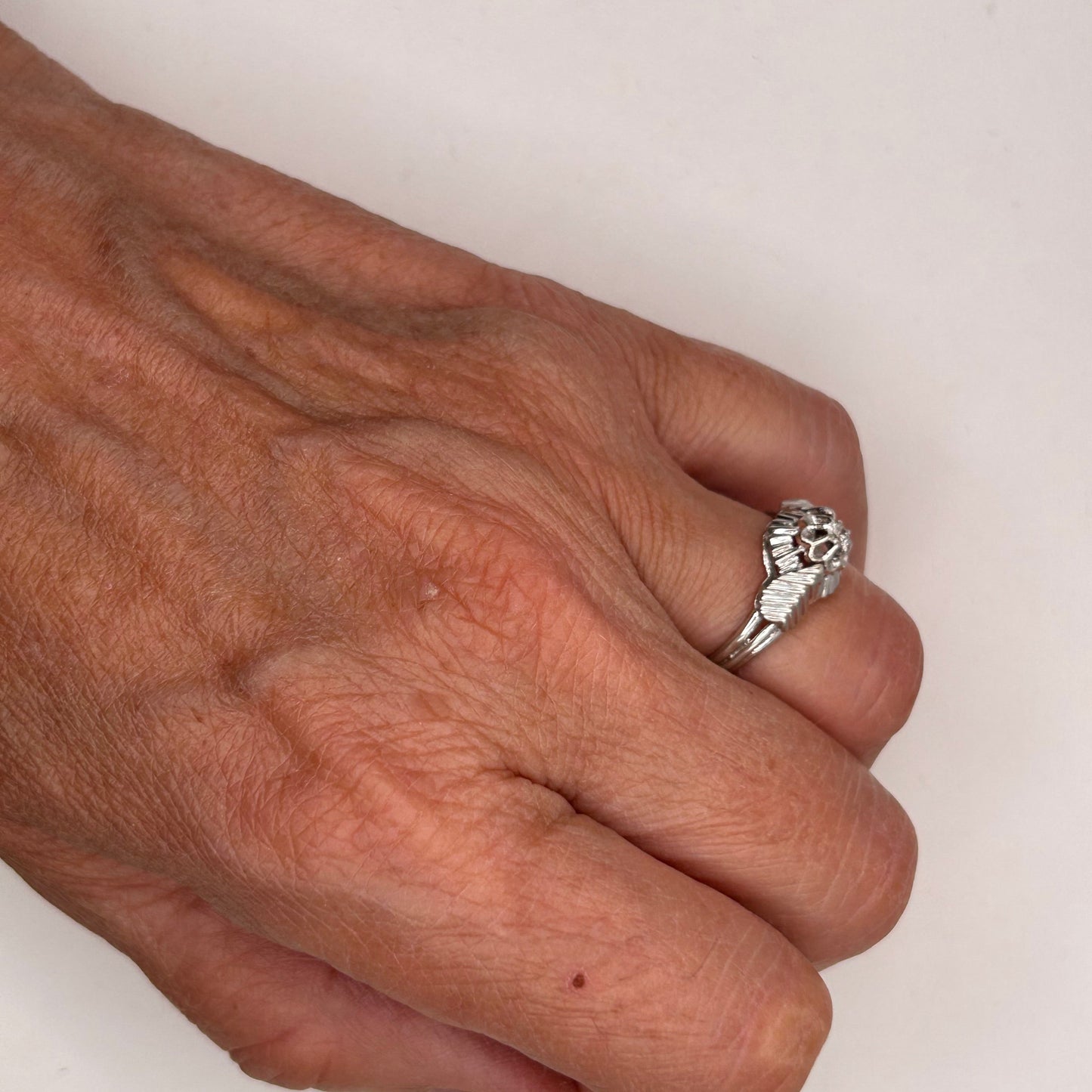 Bague Solitaire Or Blanc Diamant 0,05ct 18K - Taille 53