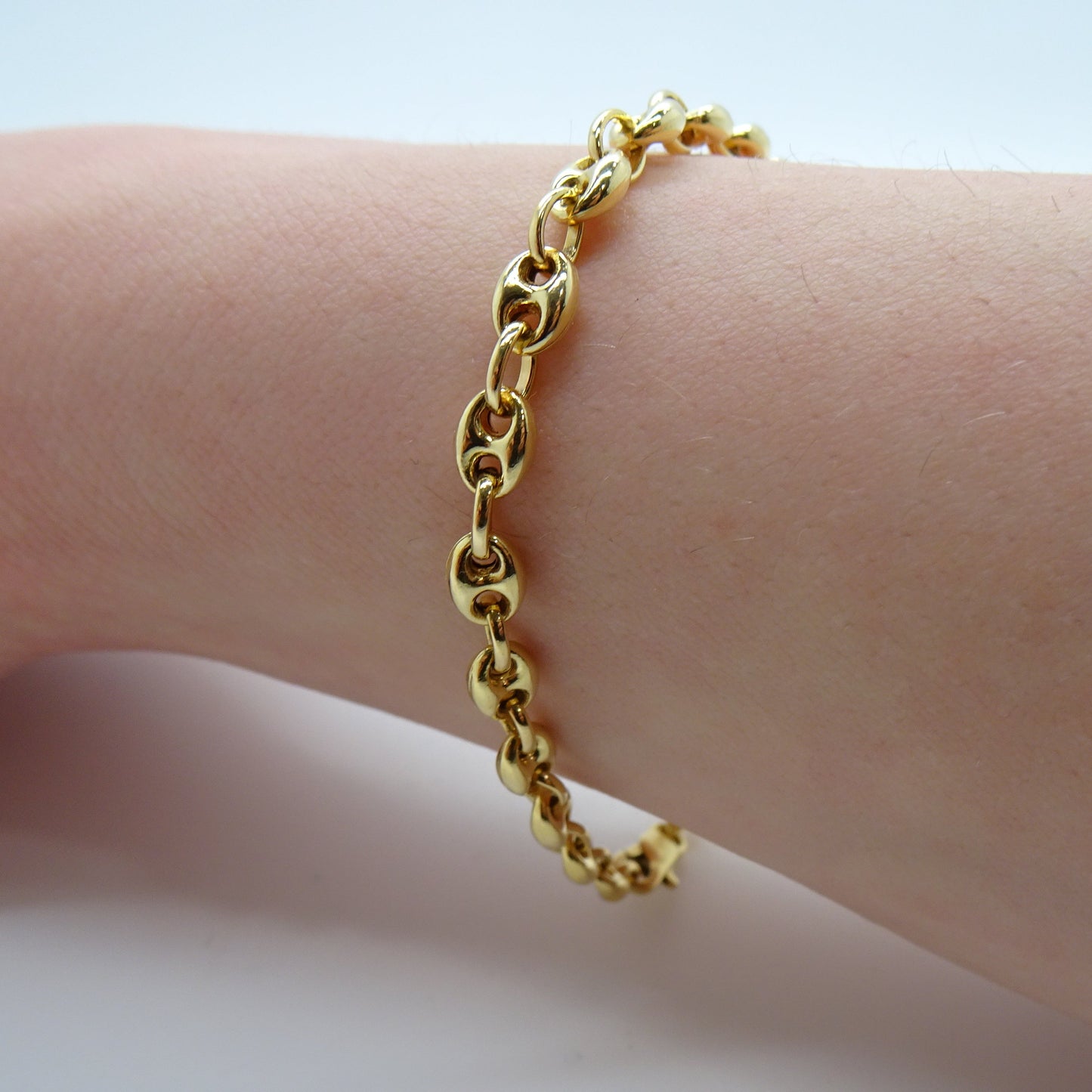 Bracelet or maille grain de café