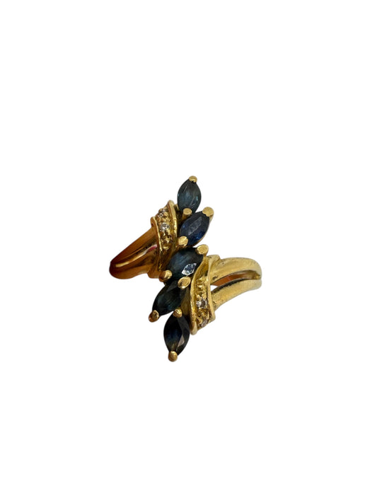 Bague en Or Jaune et Saphir 18K Taille-52