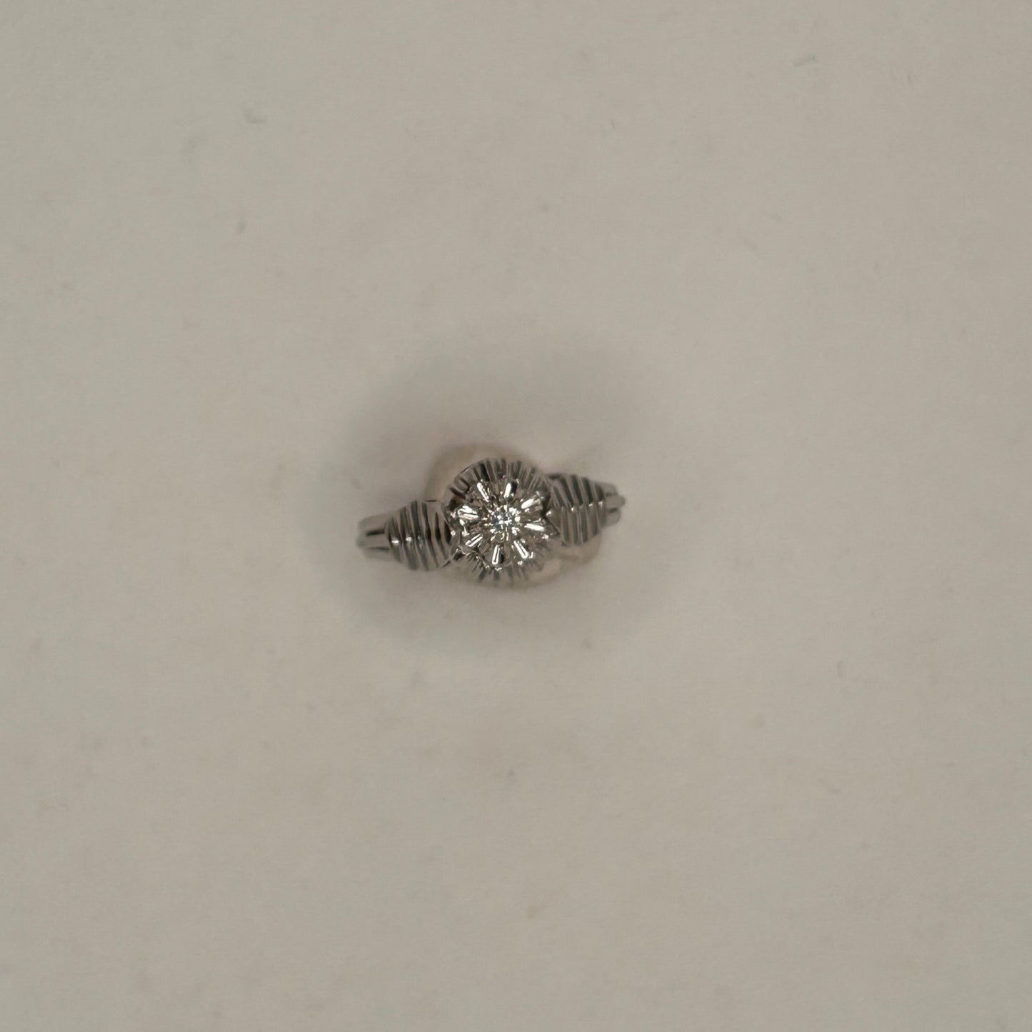 Bague Solitaire Or Blanc Diamant 0,05ct 18K - Taille 53