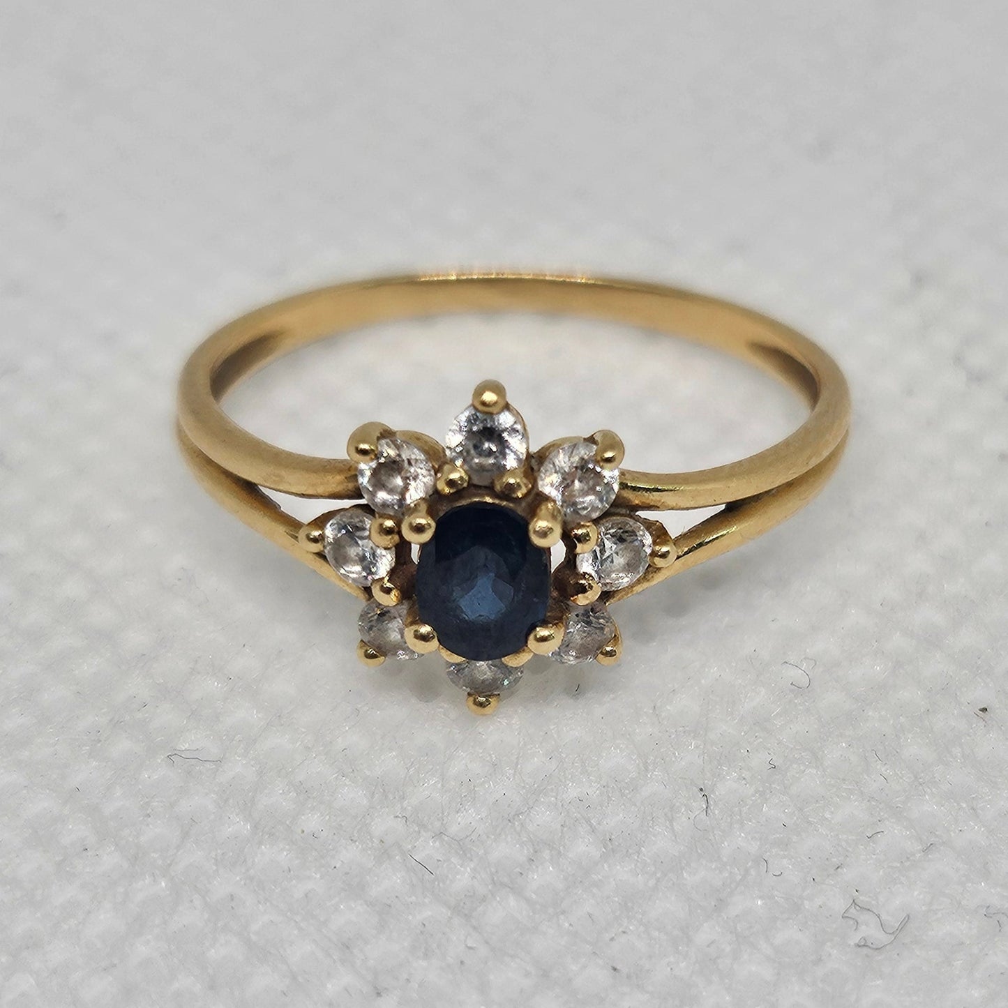 Bague en Or Jaune Saphir Zirconium 18 Carats Taille -49