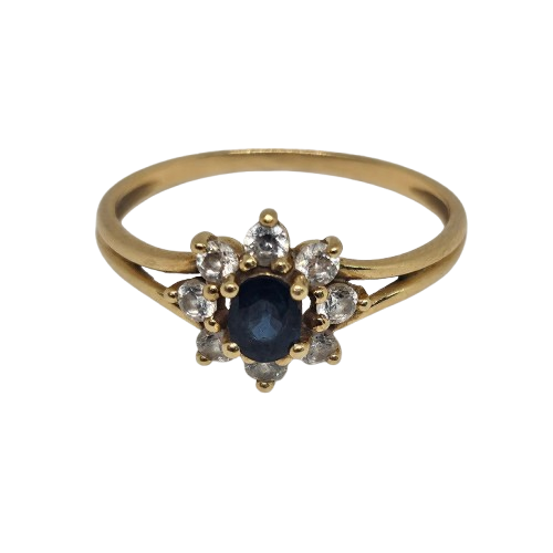 Bague en Or Jaune Saphir Zirconium 18 Carats Taille -49