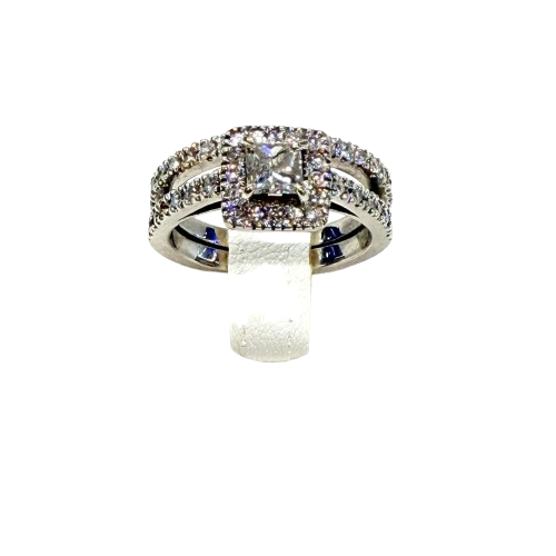 Bague demi-tour solitaire en Or Blanc 18K avec diamants 6.45 Grs - Taille 49