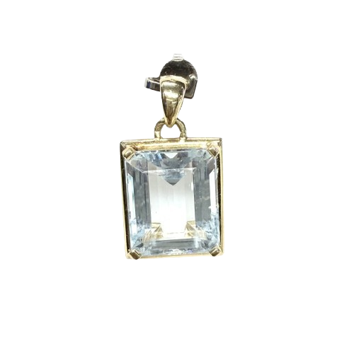 Pendentif en or jaune 18k avec Aigue-Marine