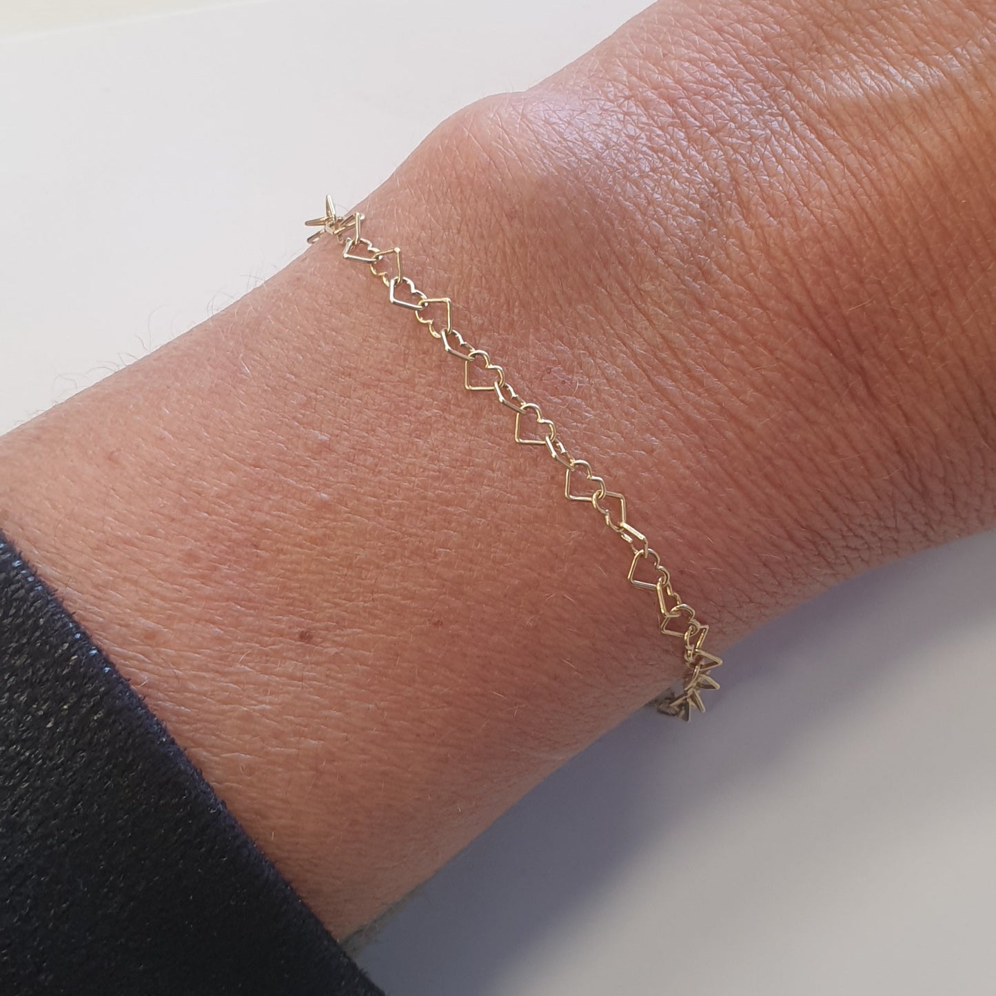 Bracelet Fantaisie Cœur Or Jaune 18k longueur - 19cm