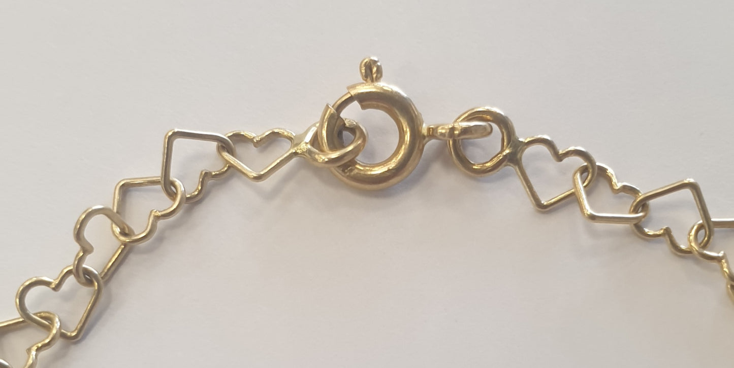 Bracelet Fantaisie Cœur Or Jaune 18k longueur - 19cm