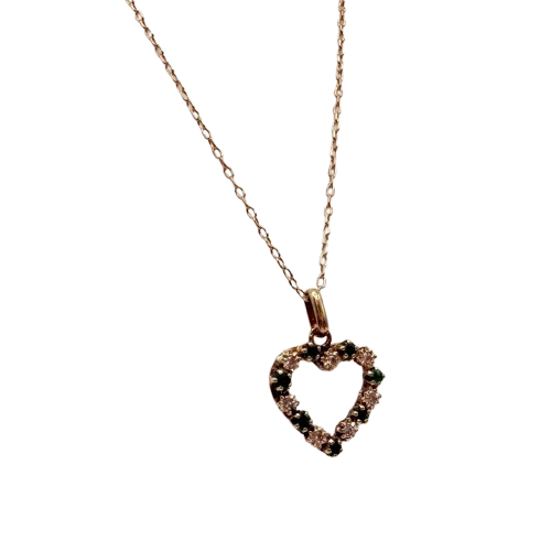 Collier en Or Blanc Matinée avec Pendentif Cœur et Oxydes de Zirconium  18k - 3.81 Grs