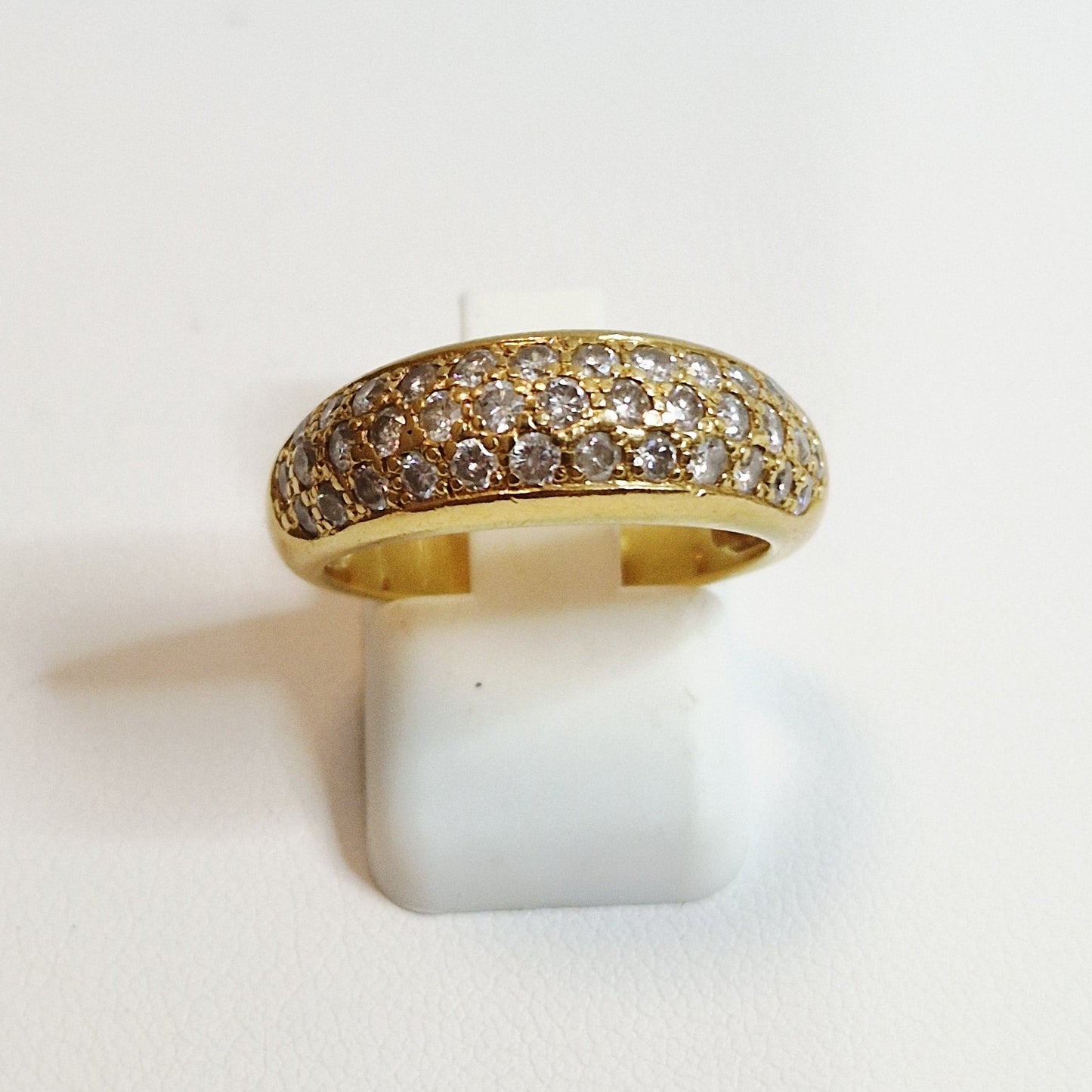 Bague Demi Tour Or Jaune 18K avec Diamants 6.78 Grs - Taille 55