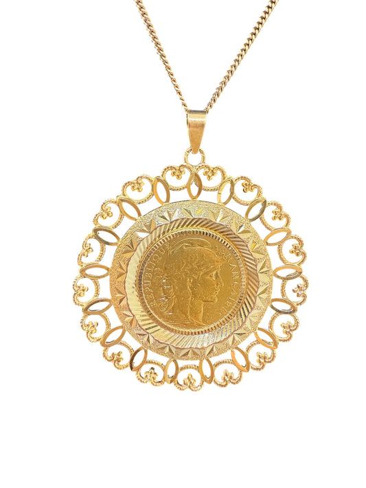 Pendentif Porte Pièce Or Jaune 18K 13.58 Grs