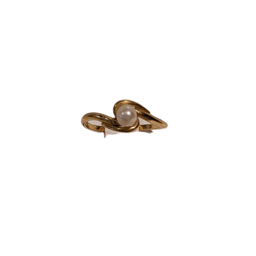 Bague en Or Jaune avec Perle Naturelle 1.30 Grs - Taille 52