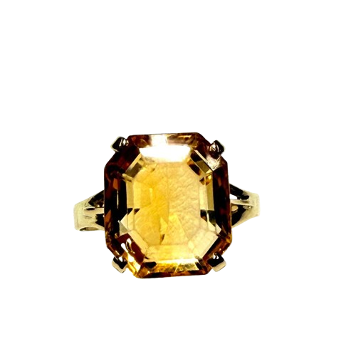 Bague Or 18k Citrine Carré - Taille 50